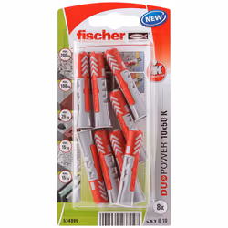 Fischer 534995, Kit de fiches murales et vis, Brique, Béton, 50 mm, 1 cm, 6 cm, 6 mm