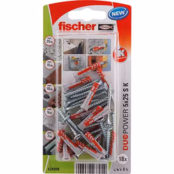 Fischer 534996, Kit d'ancrage et de vis, Nylon, Gris, Rouge, Cruciforme, PZ2, CE