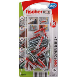 Fischer 534996 ancrage à vis et cheville murale 18 pièce(s) Kit d'ancrage et de vis 25 mm
