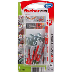 Fischer 534998 ancrage à vis et cheville murale 8 pièce(s) Kit d'ancrage et de vis 40 mm
