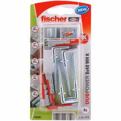 Fischer 535001, Kit de fiches murales et vis, Brique, Béton, 40 mm, 8 mm, 5 cm, 1,25 cm