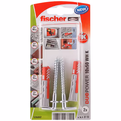 Fischer 535002, Kit de fiches murales et crochets, Brique, Béton, 50 mm, 1 cm, 6 cm, 1,25 cm