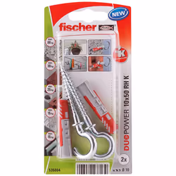 Fischer 535004, Kit de fiches murales et vis, Brique, Béton, 50 mm, 1 cm, 6 cm, 1,25 cm
