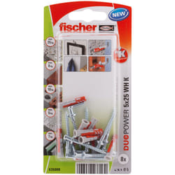 Fischer 535008 ancrage à vis et cheville murale 8 pièce(s) Kit de fiches murales et vis 25 mm