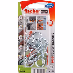 Fischer DUOPOWER 5 x 25 OH, Intérieure, Métallique, Métal, Vis, 56 mm, 8 pièce(s)