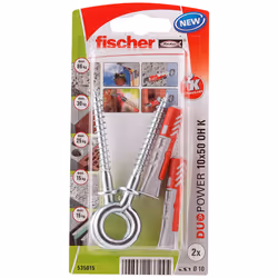 Fischer 535015, Kit de fiches murales et vis, Brique, Béton, 50 mm, 1 cm, 6 cm, 1,25 cm