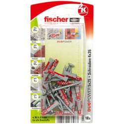 Fischer DuoPower 18 pièce(s) Kit de fiches murales et vis 25 mm