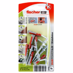 Fischer DUOPOWER 6 x 30, Kit de fiches murales et vis, Béton, Gris, 30 mm, 6 mm, 4 cm