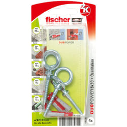 Fischer DuoPower 4 pièce(s) Kit de fiches murales et crochets 30 mm