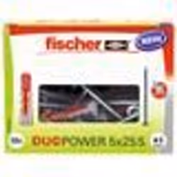 FISCHER - Cheville tous matériaux DuoPower 5x25 mm avec vis - Boîte de 50