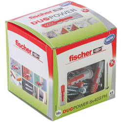 Fischer 535464 ancrage à vis et cheville murale 50 pièce(s) Kit de fiches murales et vis 40 mm