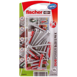 Fischer 535479 ancrage à vis et cheville murale 12 pièce(s) Kit de fiches murales et vis 30 mm