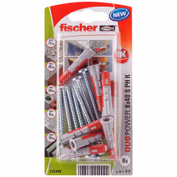 Fischer 535480, Kit de fiches murales et vis, Brique, Béton, 40 mm, 8 mm, 6 cm, 5 mm