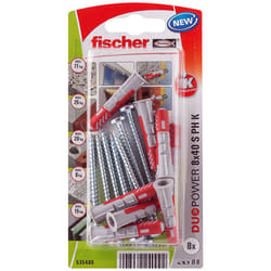 Fischer 535480 ancrage à vis et cheville murale 8 pièce(s) Kit de fiches murales et vis 40 mm