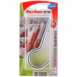 Fischer 535483, Kit de fiches murales et vis, Brique, Béton, 50 mm, 1 cm, 6 cm, 1,25 cm