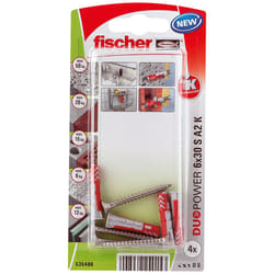 Fischer 535486 ancrage à vis et cheville murale 4 pièce(s) Kit de fiches murales et vis 30 mm