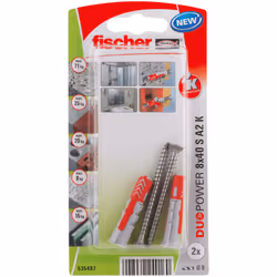 Fischer 535487, Kit de fiches murales et vis, Brique, Béton, Cruciforme, PZ2, 40 mm, 8 mm