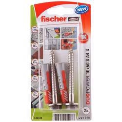 Fischer 535488, Kit de fiches murales et vis, Brique, Béton, 50 mm, 1 cm, 7,5 cm, 7 mm