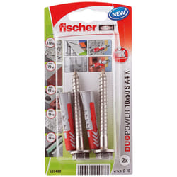 Fischer 535488 ancrage à vis et cheville murale 2 pièce(s) Kit de fiches murales et vis 50 mm