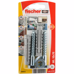 Fischer 535512, Kit de fiches murales et vis, Brique, Béton, 2 pièce(s), Blister