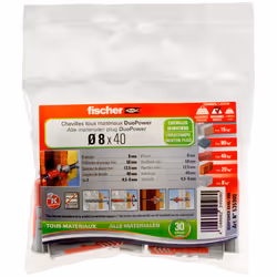 Fischer 535900 ancrage à vis et cheville murale 30 pièce(s) Fiche murale 40 mm