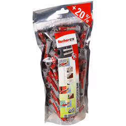 Fischer DuoPower, Fiche murale, Brique, Béton, Ciment mousse, Plaque de fibre Gypsum, Plaque de plâtre, Gris, Rouge, 6 mm, 30 ...