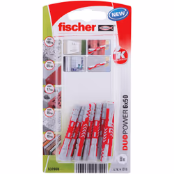 Fischer 537650, Kit de fiches murales et vis, Brique, Béton, 50 mm, 6 mm, 6 cm, 4 mm