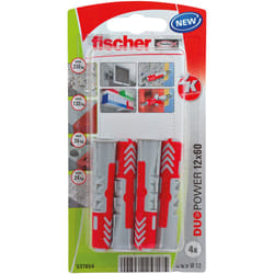Fischer 537654 ancrage à vis et cheville murale 4 pièce(s) Kit de fiches murales et vis 60 mm