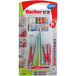 Fischer 537660 ancrage à vis et cheville murale 4 pièce(s) Kit de fiches murales et vis 50 mm