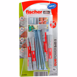 Fischer 537664, Kit de fiches murales et vis, Brique, Béton, 65 mm, 8 mm, 8,5 cm, 5 mm