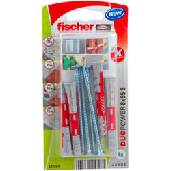 Fischer 537664 ancrage à vis et cheville murale 4 pièce(s) Kit de fiches murales et vis 65 mm