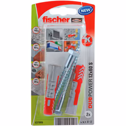 Fischer 537665, Kit de fiches murales et vis, Brique, Béton, 60 mm, 1,2 cm, 8,5 cm, 8 mm