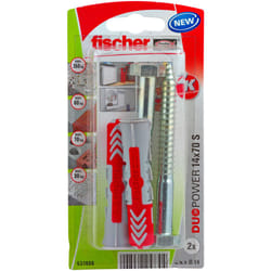 Fischer 537666 ancrage à vis et cheville murale 2 pièce(s) Kit de fiches murales et vis 70 mm