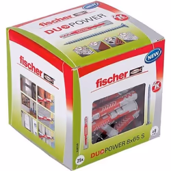 FISCHER - Cheville tous matériaux DuoPower 8x65 mm avec vis - Boîte de 25