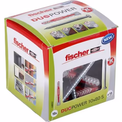 FISCHER - Cheville tous matériaux DuoPower 10x80 mm avec vis - Boîte de 10