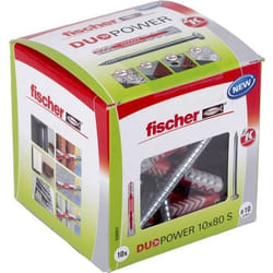 FISCHER - Cheville tous matériaux DuoPower 10x80 mm avec vis - Boîte de 10