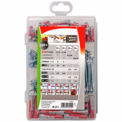 Fischer 538622 ancrage à vis et cheville murale 80 pièce(s) Kit de fiches murales et vis