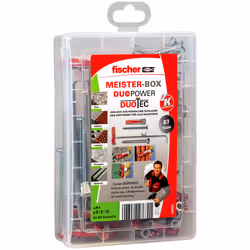 Fischer 540093, Kit de fiches murales et vis, Béton, Plaque de plâtre, Plastique, Acier, Bois, 45 pièce(s), Boîte