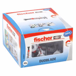 Fischer DUOBLADE, Kit de fiches murales et vis, Béton, Plastique, Gris, Cruciforme, PZ2