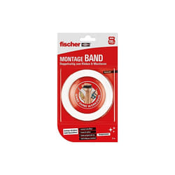Fischer - 545955 ruban adhésif double face pour intérieur et extérieur rouge/blanc 3 m