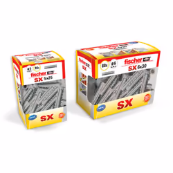 sx 8x40 cheville diy 60 pcs 553435 fischer. en format boîte de bricolage. fixation puissante en nylon à expansion quadridirec ...