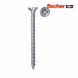 Boîte de 200 vis bois PowerFast II FPF II CZF BC 200 tête fraisée FISCHER empreinte PZ - zingué blanc - filetage total
