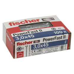 Fischer - 100 Vis vba tête fraisée Power-Fast PZ1 Ø3 x 45 mm - Filetage partiel
