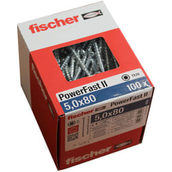 Fischer - 100 Vis vba tête fraisée Power-Fast PZ2 Ø5 x 80 mm filetage partiel
