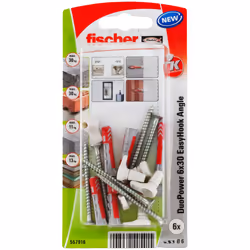 Fischer 557916, Kit de fiches murales et vis, Cruciforme, PZ2, 30 mm, 6 mm, 4 cm