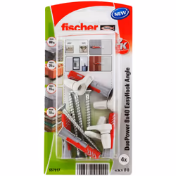 Fischer 557917, Kit de fiches murales et vis, Cruciforme, PZ2, 40 mm, 8 mm, 5 cm
