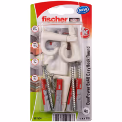 Fischer 557924, Kit de fiches murales et vis, Cruciforme, PZ2, 40 mm, 8 mm, 5 cm