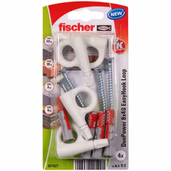 Fischer 557927, Kit de fiches murales et vis, Cruciforme, PZ2, 40 mm, 8 mm, 5 cm