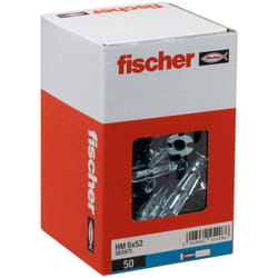 Boîte de 50 chevilles placo hm Ø6 x 52 mm sans vis Fischer