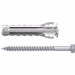 Fischer 567829, Kit de fiches murales et vis, Ciment aéré placé en autoclave, Brique, Béton, Bloc Gypsum, Maçonnerie, Nylon,  ...